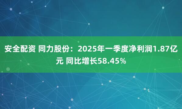 安全配资 同力股份：2025年一季度净利润1.87亿元 同比增长58.45%