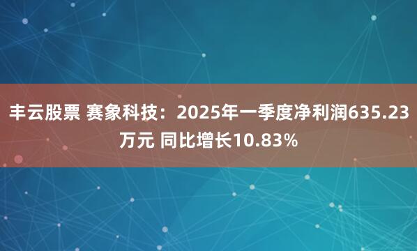 丰云股票 赛象科技：2025年一季度净利润635.23万元 同比增长10.83%